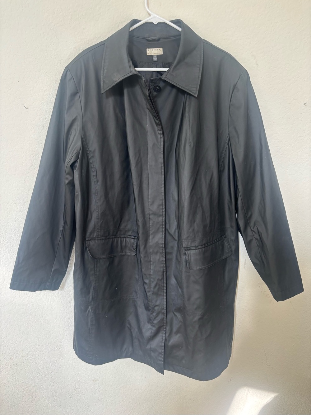Giacca Black Faux Leather Long Coat Jacket Women’s Plus Size 1X